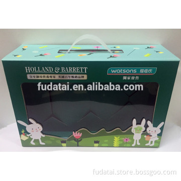 Paper box with PVC window and plastic handle of health care products